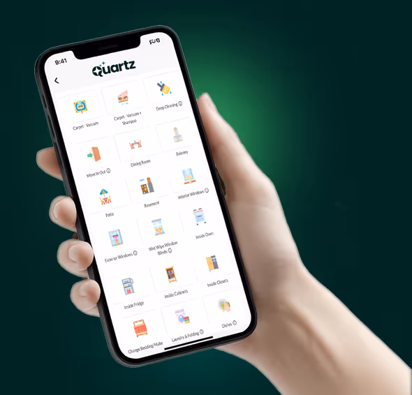 A picture of the booking app showing how easy it is to add extras when booking such as oven cleaning or laundry