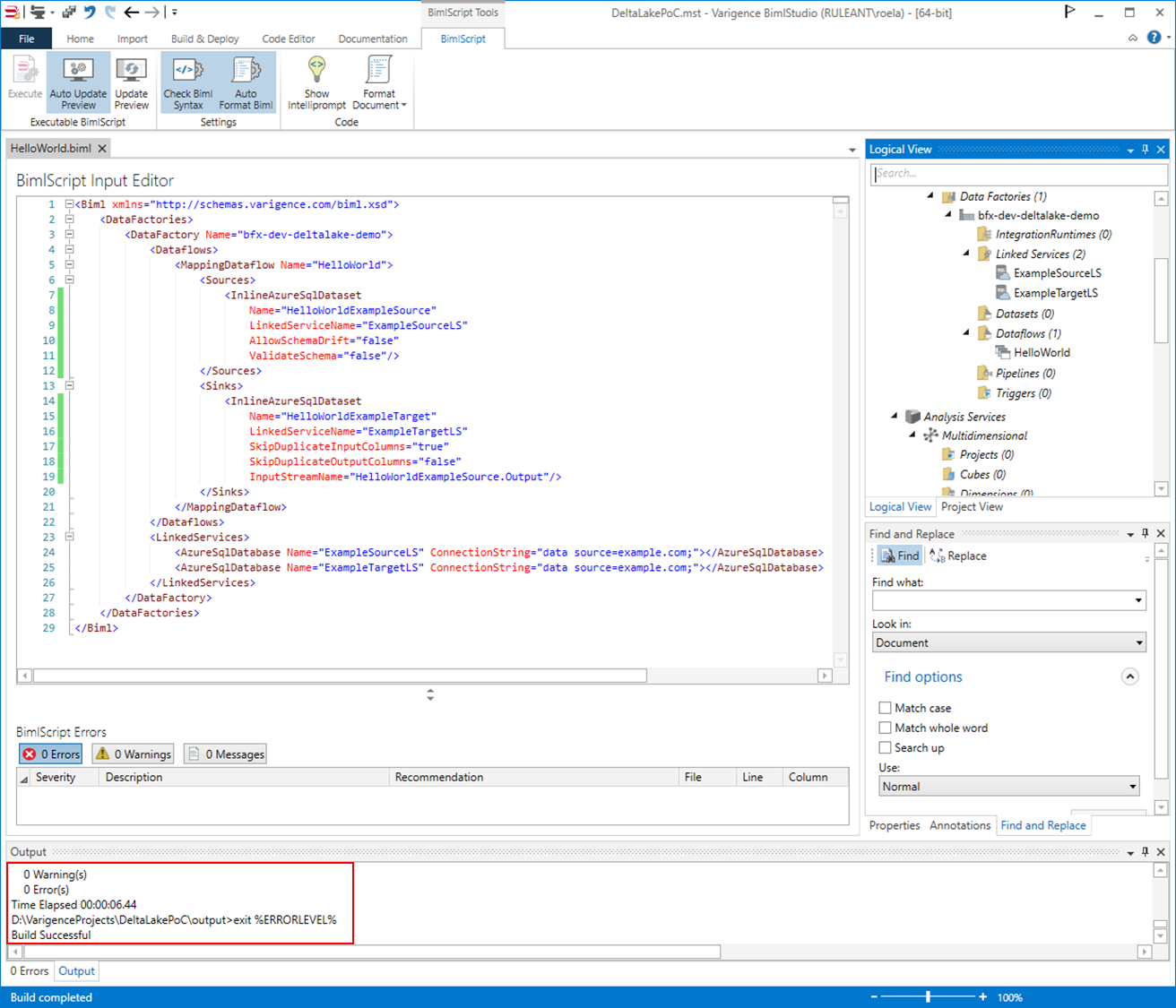 Data Flow Mapping build in BimlStudio