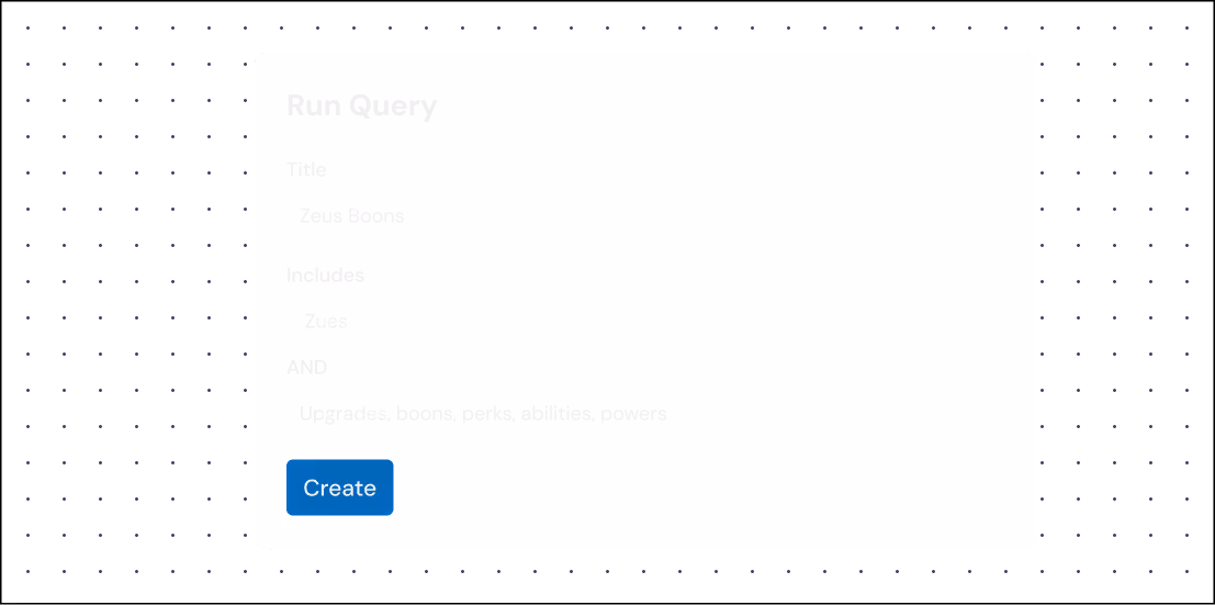 A modal and fields for creating a query in Kinn.
