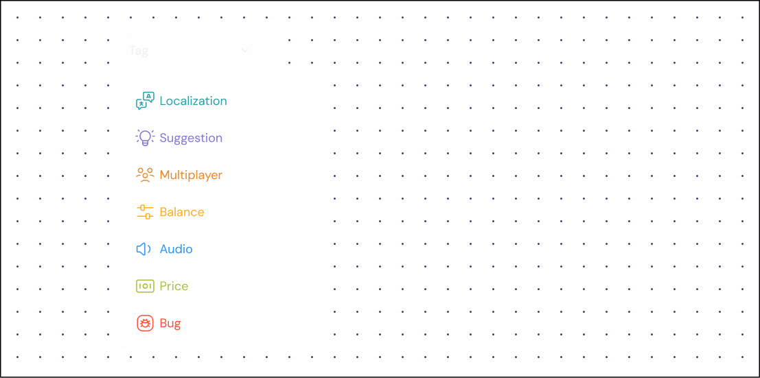 A dropdown showing tags various ways topics can be tagged in Kinn.