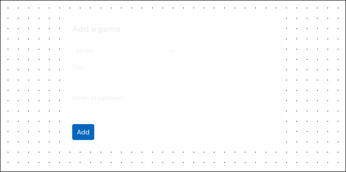 A modal for adding a game with its Steam ID.