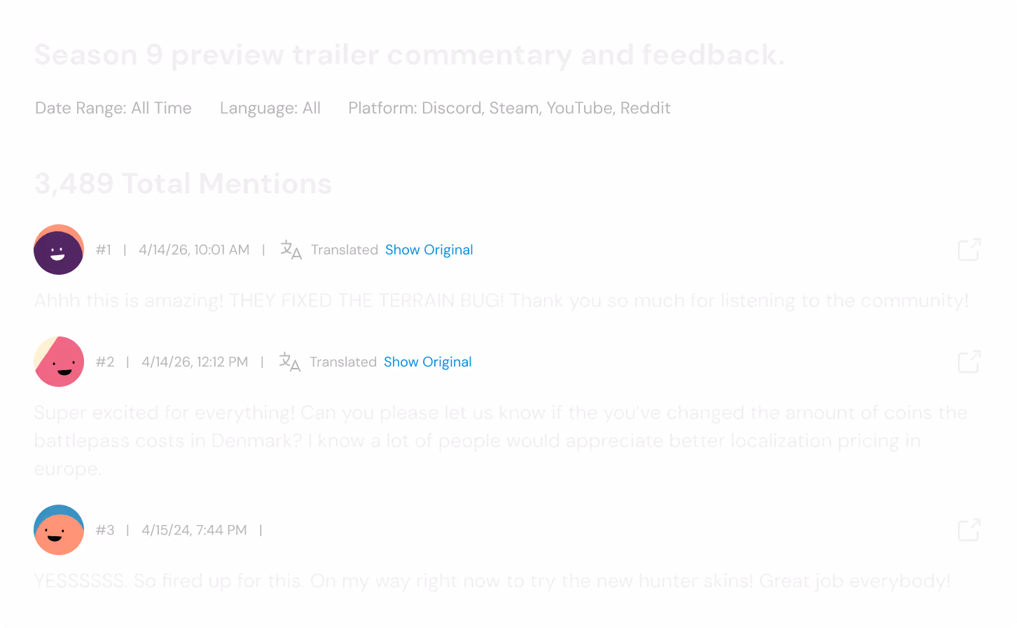 Topic card showing player excitement for a new season.