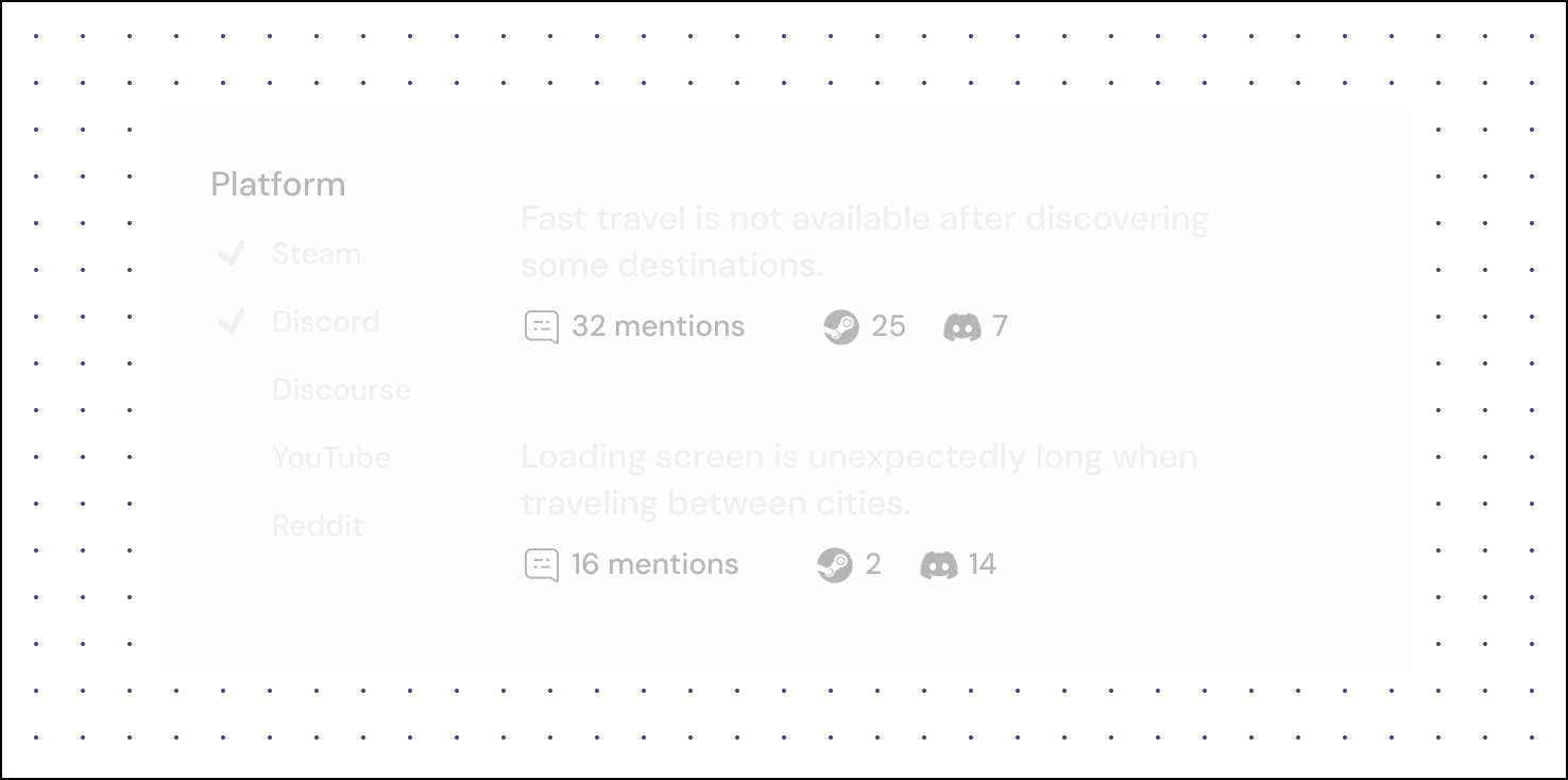 Game conversation topics being filtered to Steam and Discord.