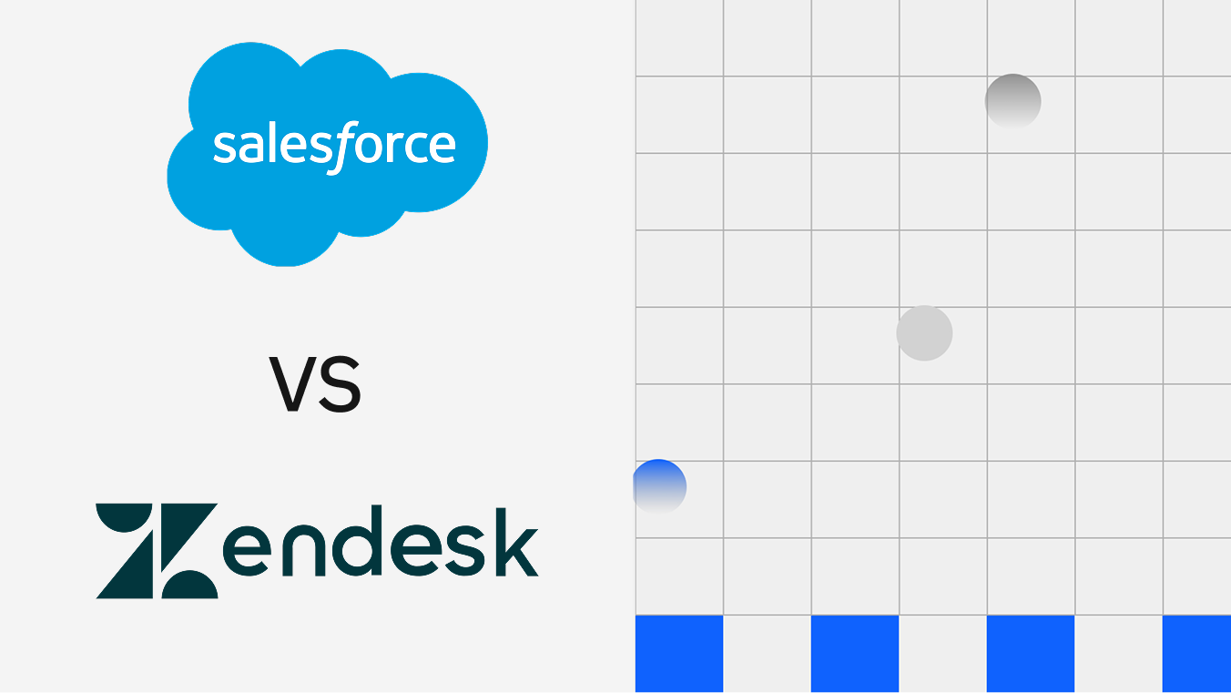 Salesforce vs Zendesk CRM comparison chart showing platform logos side by side for 2025