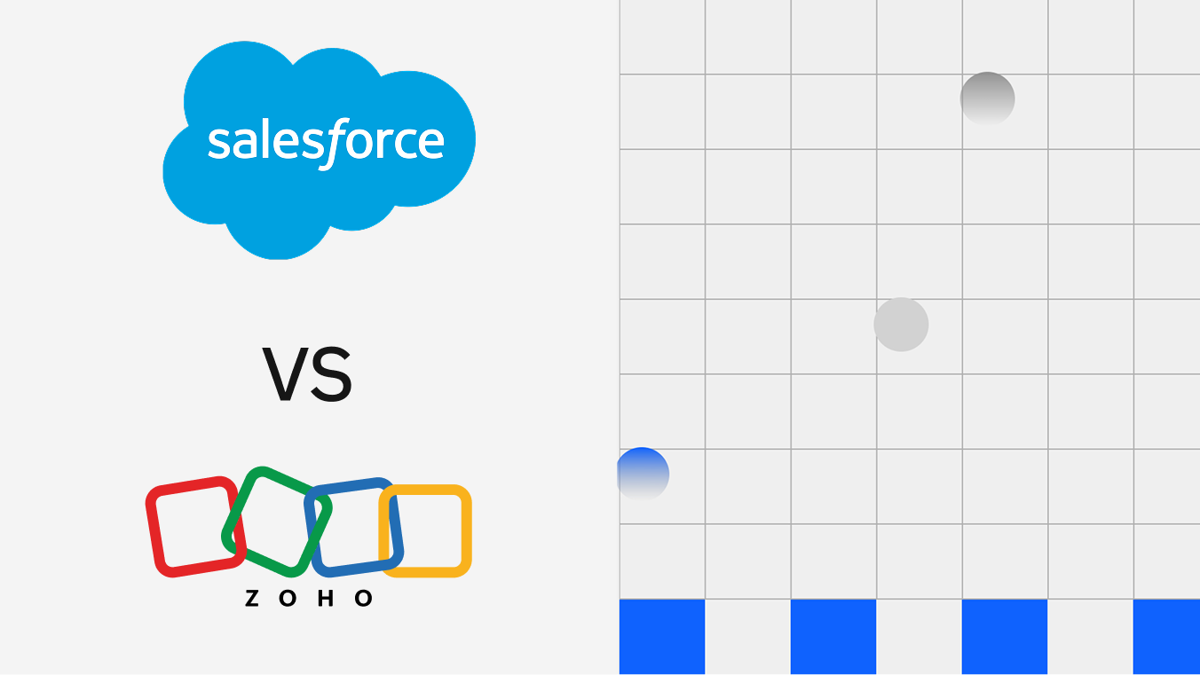 Salesforce vs Zoho CRM comparison chart showing both platform logos side by side