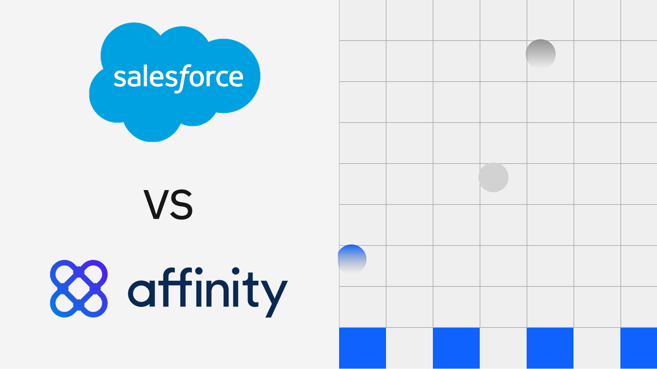 Salesforce vs Affinity CRM comparison chart showing both platform logos side by side