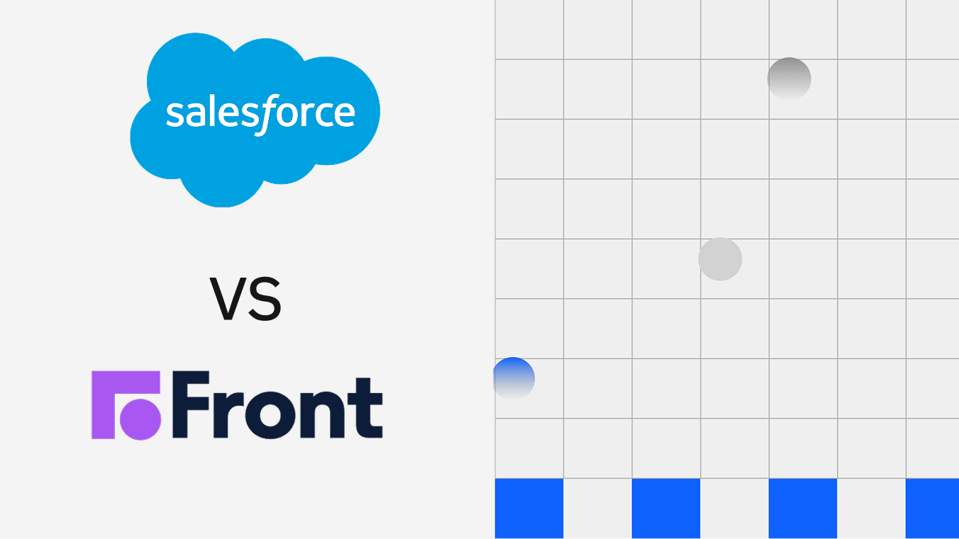Salesforce vs Front CRM comparison chart showing both platform logos side by side