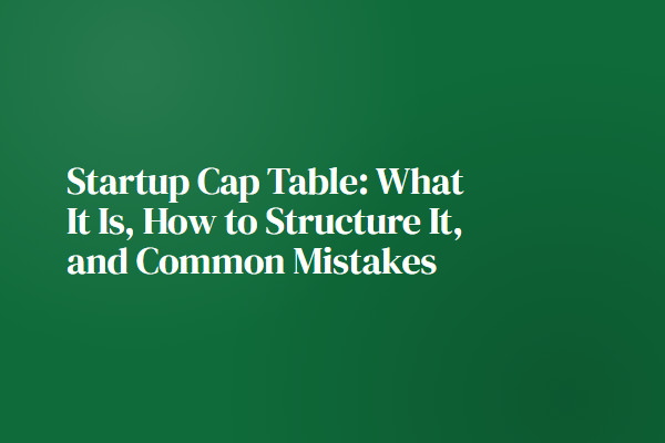 Startup Cap Table: What It Is, How to Structure It, and Common Mistakes