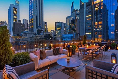 Exterior rooftop at night JW Marriott NEw York City