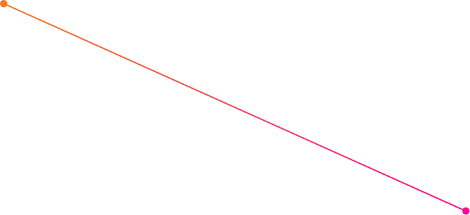 Diagonal gradient line with a small orange dot on the top left connecting to a pink dot on the bottom right.