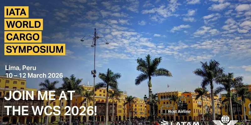 City square in Lima, Peru with yellow colonial buildings, palm trees, and a blue sky with scattered clouds.