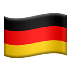 Waving flag of Germany with horizontal black, red, and gold stripes.