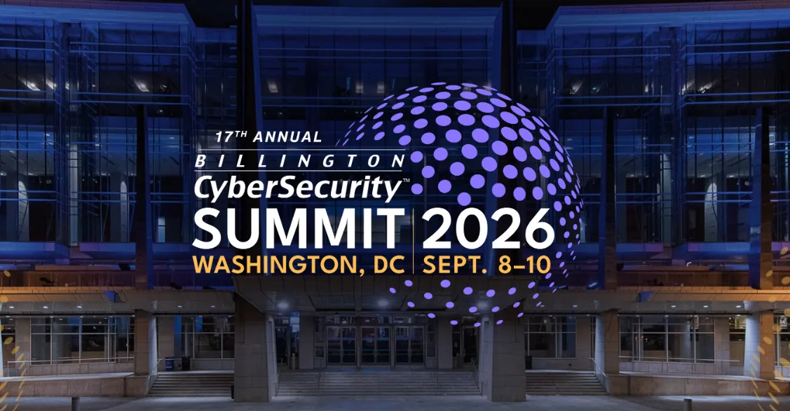 Logo for the 17th Annual Billington CyberSecurity Summit 2026 in Washington, DC, Sept. 8–10.