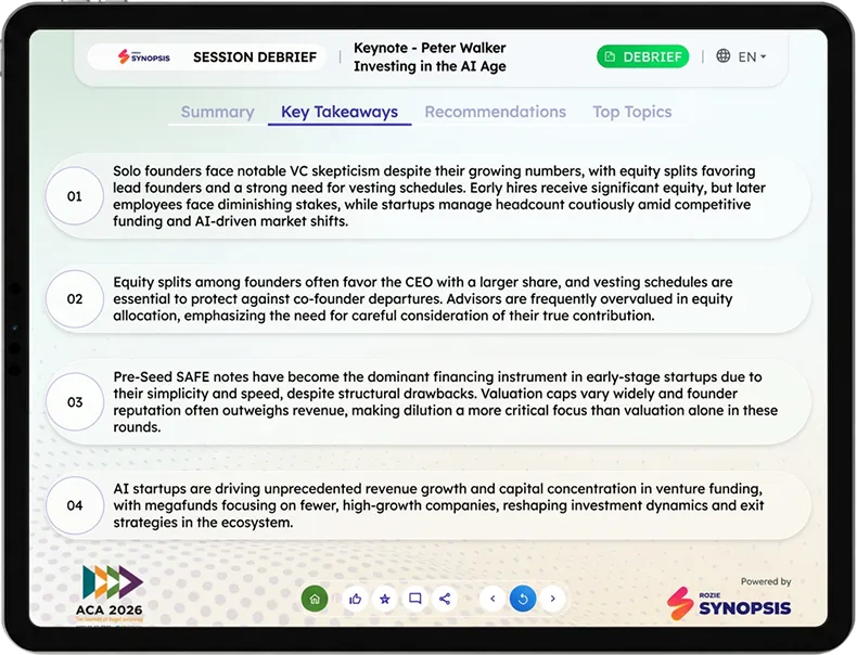 Mobile app screen with event options: SISO Executive Women’s Forum, AI Session Summaries, Full Schedule, Speakers.