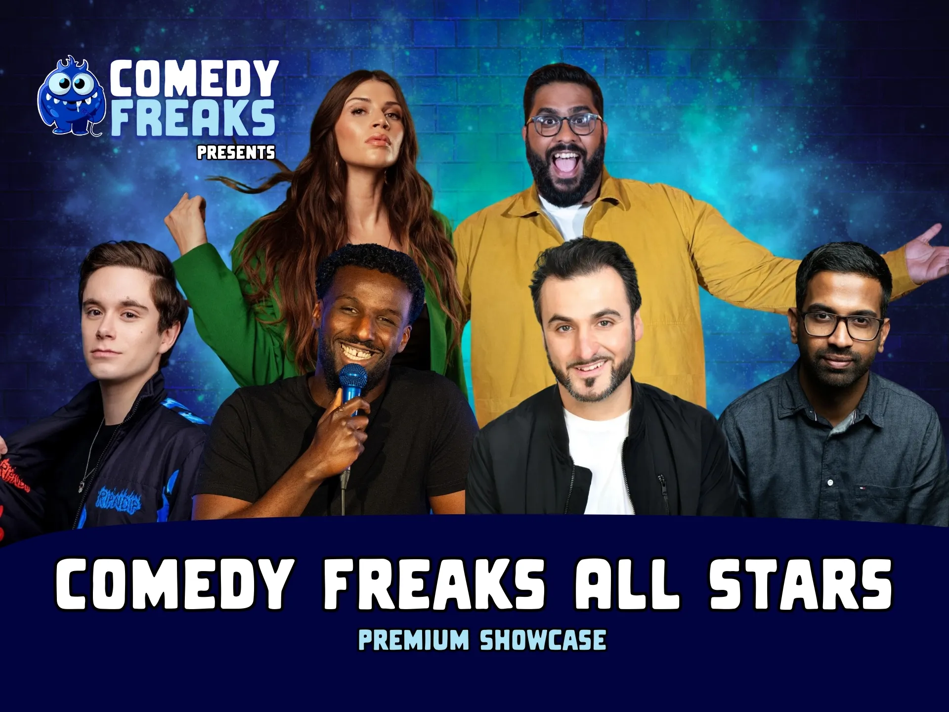 Comedy Club London - Comedy Freaks presents: Comedy Freaks All Stars. A stand-up comedy show with TV comedians Eshaan Akbar, Katie Green, Patrick Monahan and Joshua Bethania - Comedy Shows London October 2nd 2025.