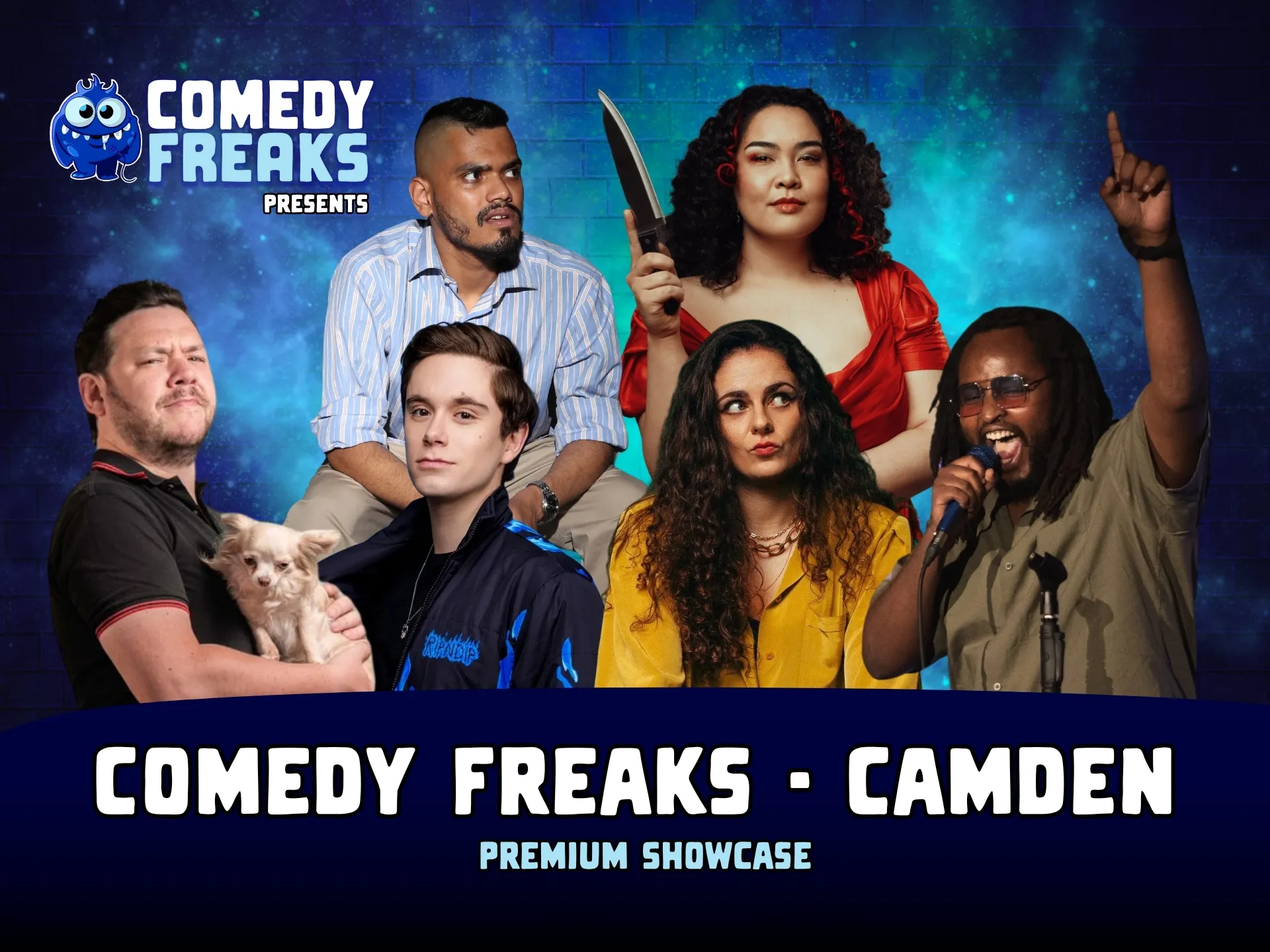 Comedy Freaks Friday night comedy show at Tileyard London on October 24th at 8PM - stand up comedy in London with a diverse lineup of comedians performing live.