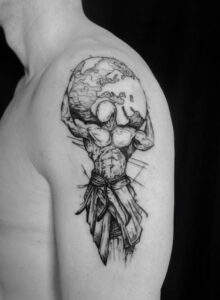 tattoo studio anansi münchen munich minga world line dot black work sketch david tätowierer artist world sketch travel