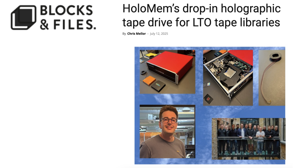 Blocks & Files article “HoloMem’s drop-in holographic tape drive for LTO tape libraries”