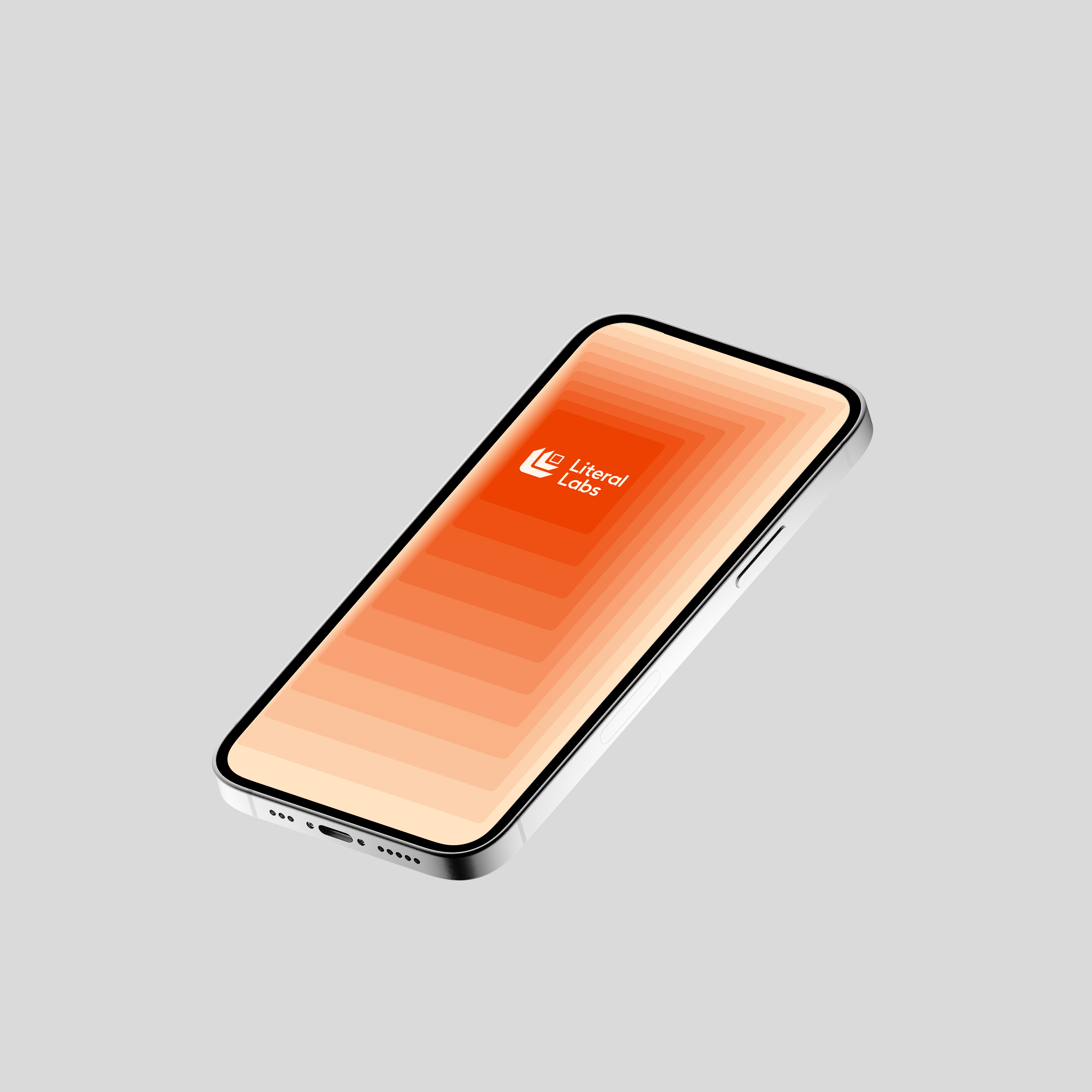 Literal Labs logo on a phone screen in the orange brand gradient