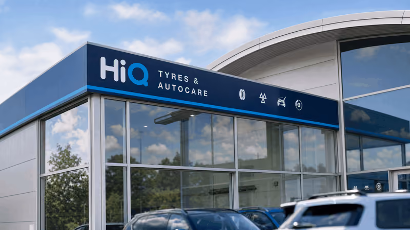 HiQ Tyres & Autocare signage in Bolton
