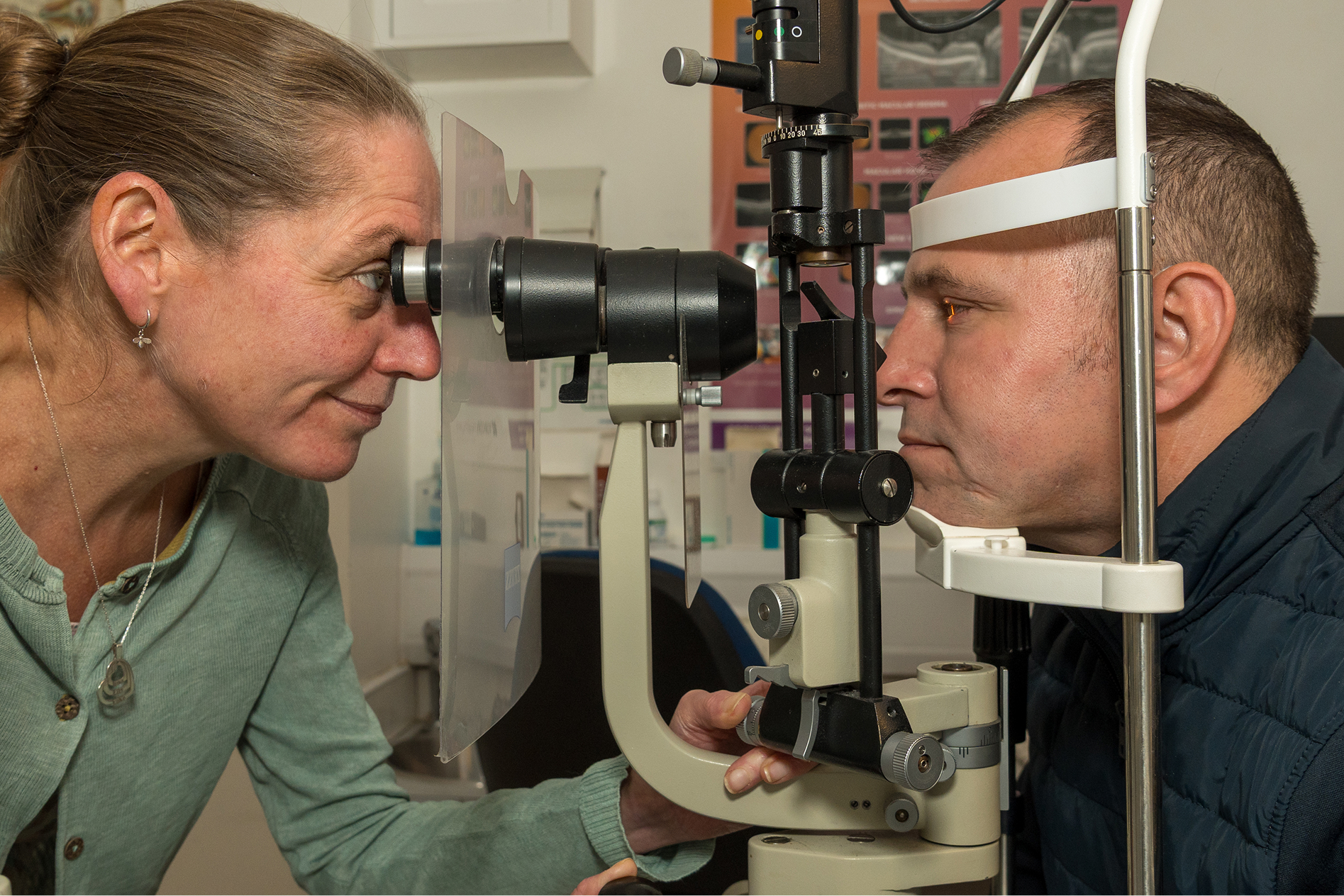 Kid having her eyes tested