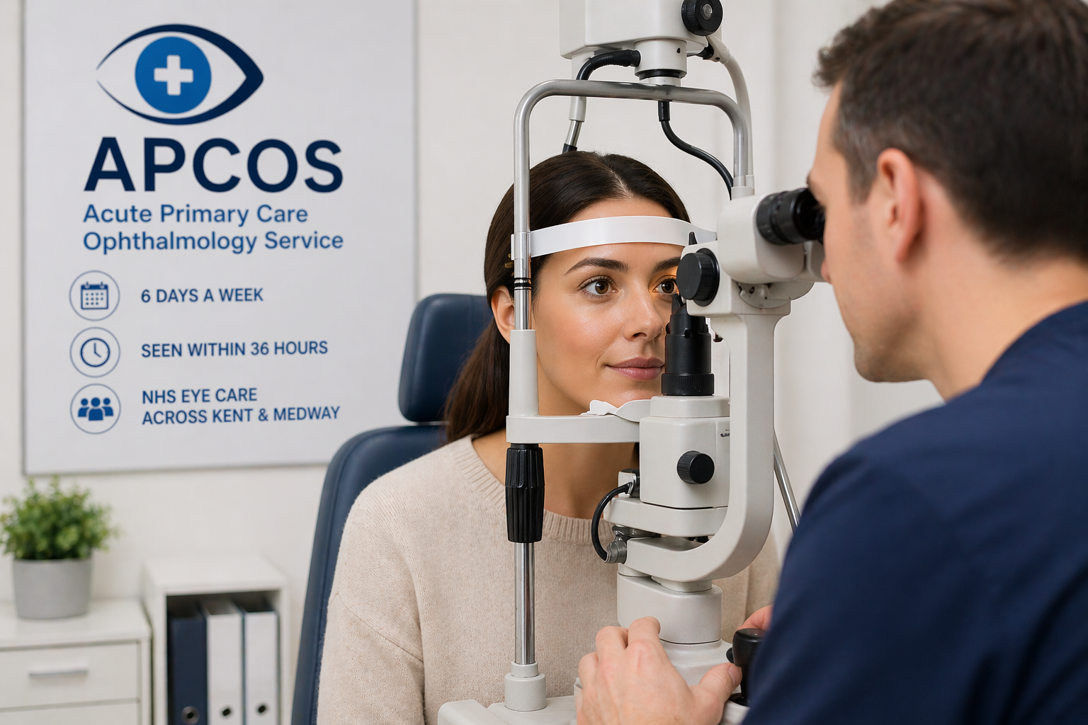 Optician helping patient choose frames