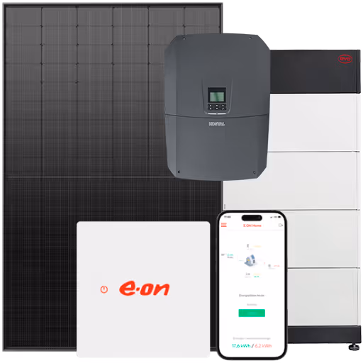 offers
Solar Komplett Paket L

Beschreibung
Das Premiumpaket für maximale Autarkie: Eine Anlage mit 13,050 kWp,
bei geeigneter Dachfläche beliebig erweiterbar.
‍
Inhalt
- 29 Module JA Solar JAM54D41-450/LB
- Baustelleneinrichtung / Gerüst bis max. 50 m²
- Wechselrichter KOSTAL PLENTICORE 12.5 - G3
- Batteriespeicher BYD HVS 10.2
- Schlüsselfertige Montage der Anlage
- Einrichtung Monitoring-App
- E.ON Home Energiemanager
- Abwicklung aller Formalitäten mit dem Netzbetreiber
- Allgefahrenversicherung für die ersten 5 Jahre