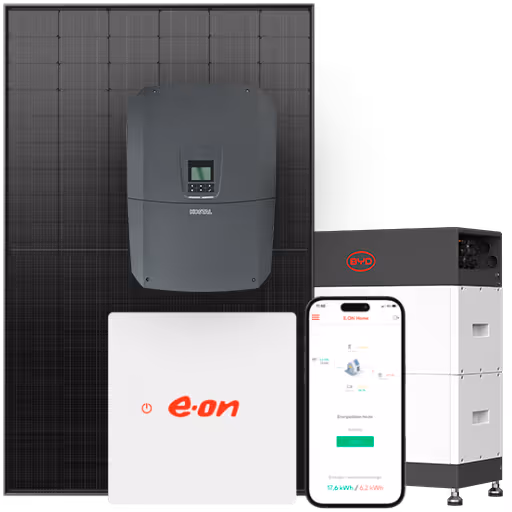 Offer

Solar Komplett Paket S

Beschreibung
Das Basispaket: Eine Anlage mit 4,050 kWp,
bei geeigneter Dachfläche beliebig erweiterbar.
‍
Inhalt
- 9 Module JA Solar JAM54D41-450/LB
- Baustelleneinrichtung / Gerüst bis max. 50 m²
- Wechselrichter KOSTAL PLENTICORE 4.0 - G3
- Batteriespeicher BYD HVS+ 5.1
- Schlüsselfertige Montage der Anlage
- Einrichtung Monitoring-App
- E.ON Home Energiemanager
- Abwicklung aller Formalitäten mit dem Netzbetreiber
- Allgefahrenversicherung für die ersten 5 Jahre

Benötigte Dachfläche: ca. 20 m²