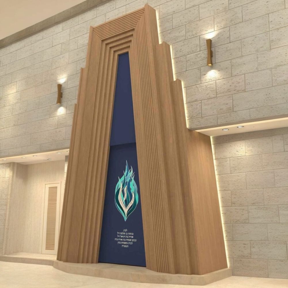 Aron Kodesh "Emuná" – wooden modern Aron Kodesh for Beit Chabad, Rehovot