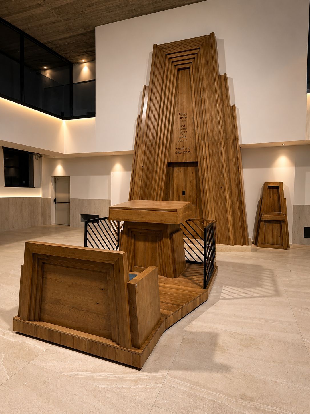 Aron Kodesh "Emuná" – wooden modern Aron Kodesh for Beit Chabad, Rehovot