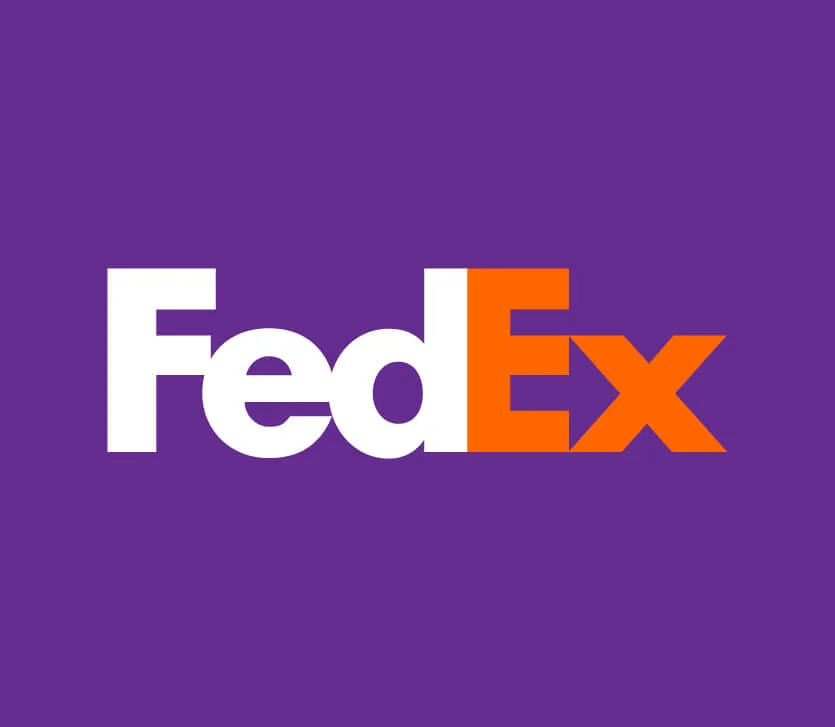 FedEx logo demonstrating negative space arrow between E and X letters