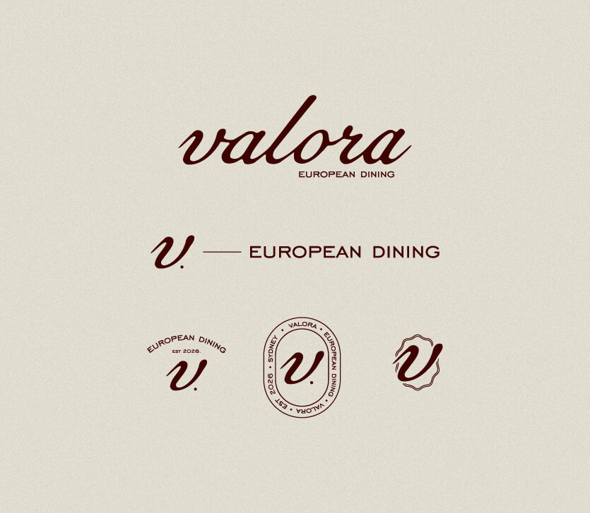 Scalable logo system with primary logo secondary logo and brandmark variations