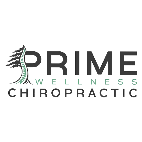 Prime Wellness Chiropractic Logo in Dark Green and Charcoal