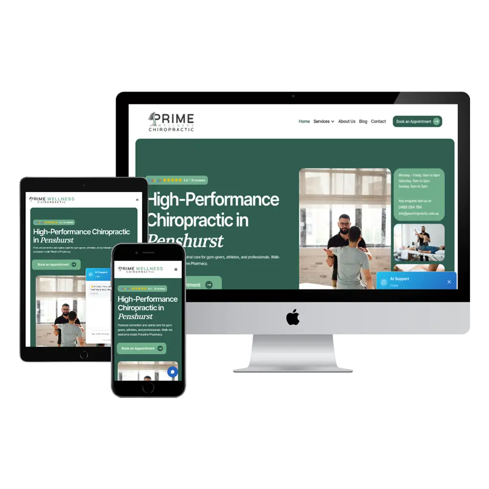 Prime Wellness Chiropractic Website Mockup