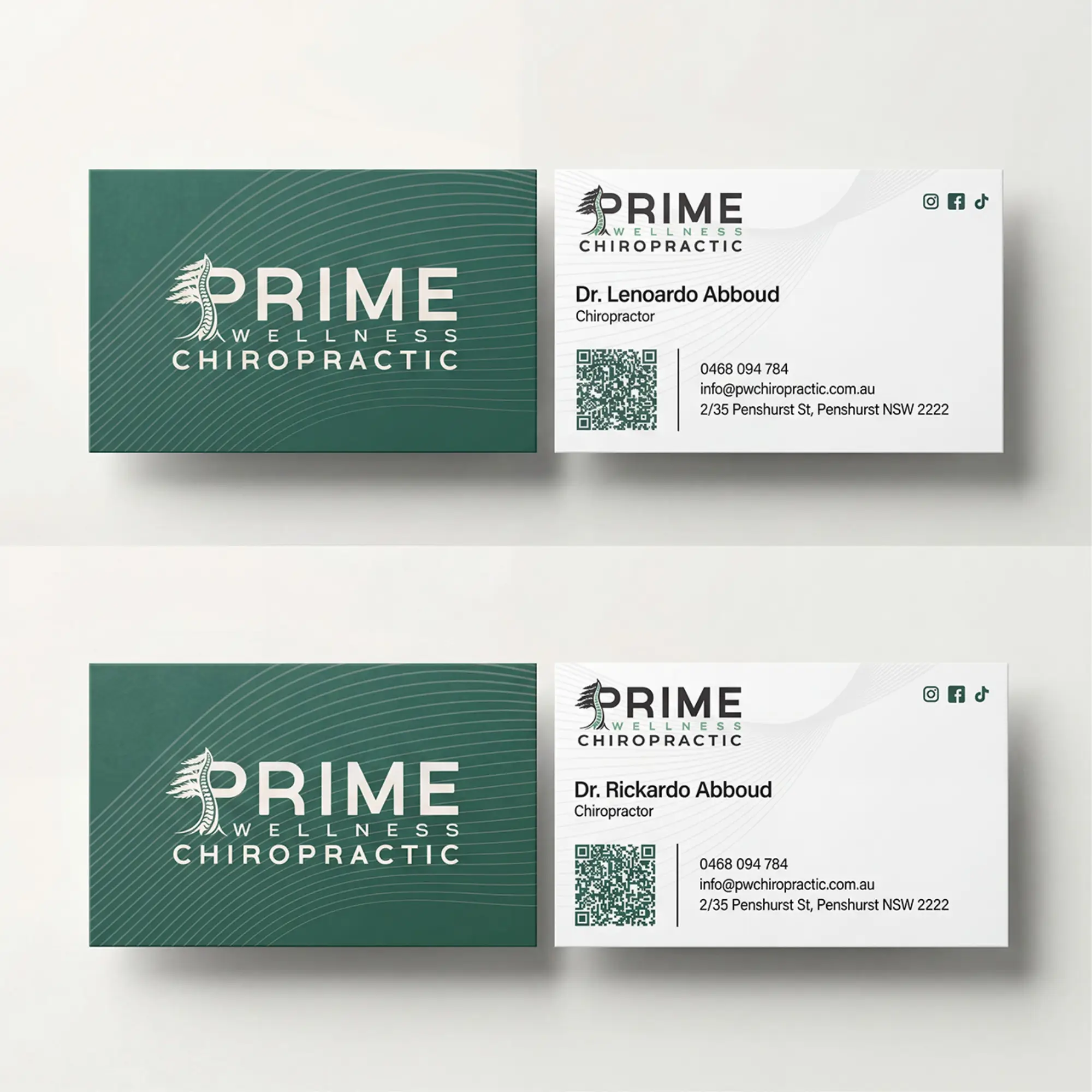 Prime Wellness Chiropractic Business Card Mockup