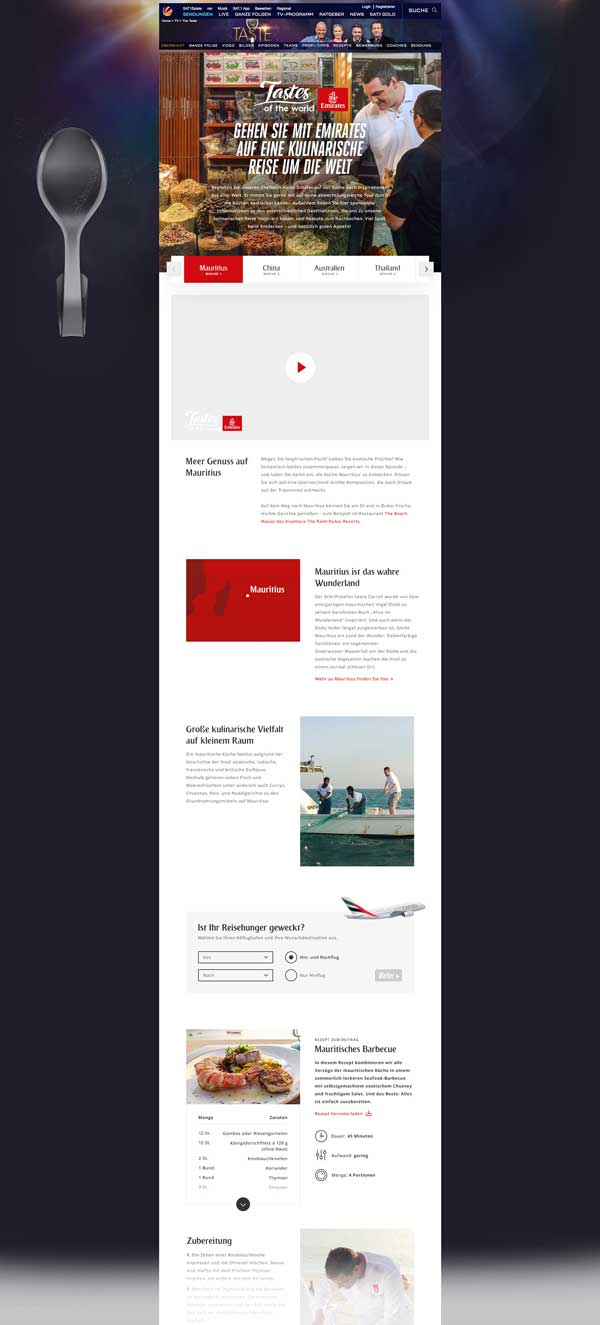 A snippet from the Emirates The Taste Sponsoring Microsite for Mauritius.
