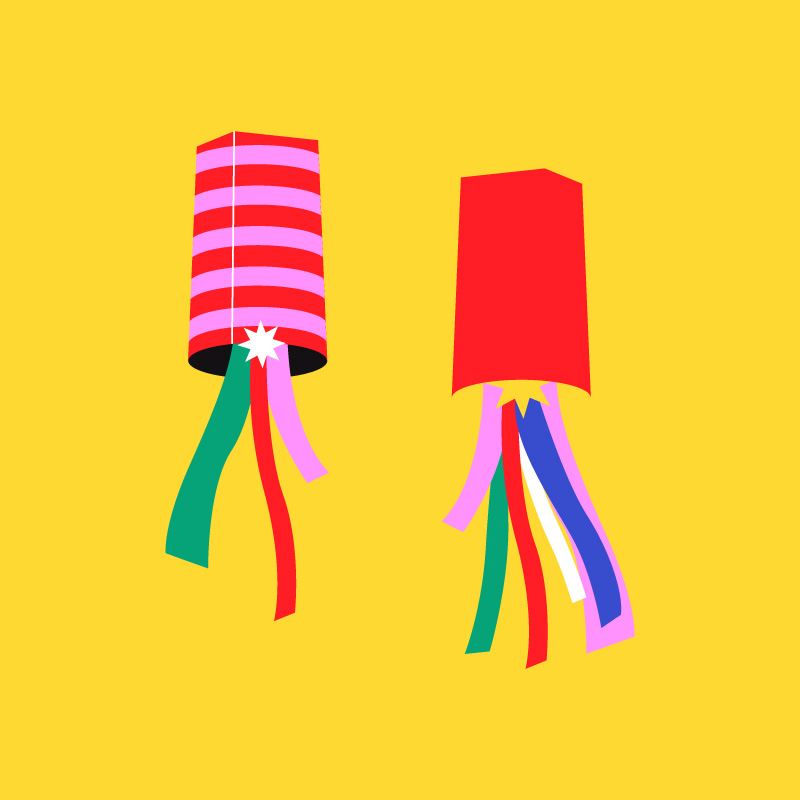 Lantern characters for Thailand, illustrated by illo