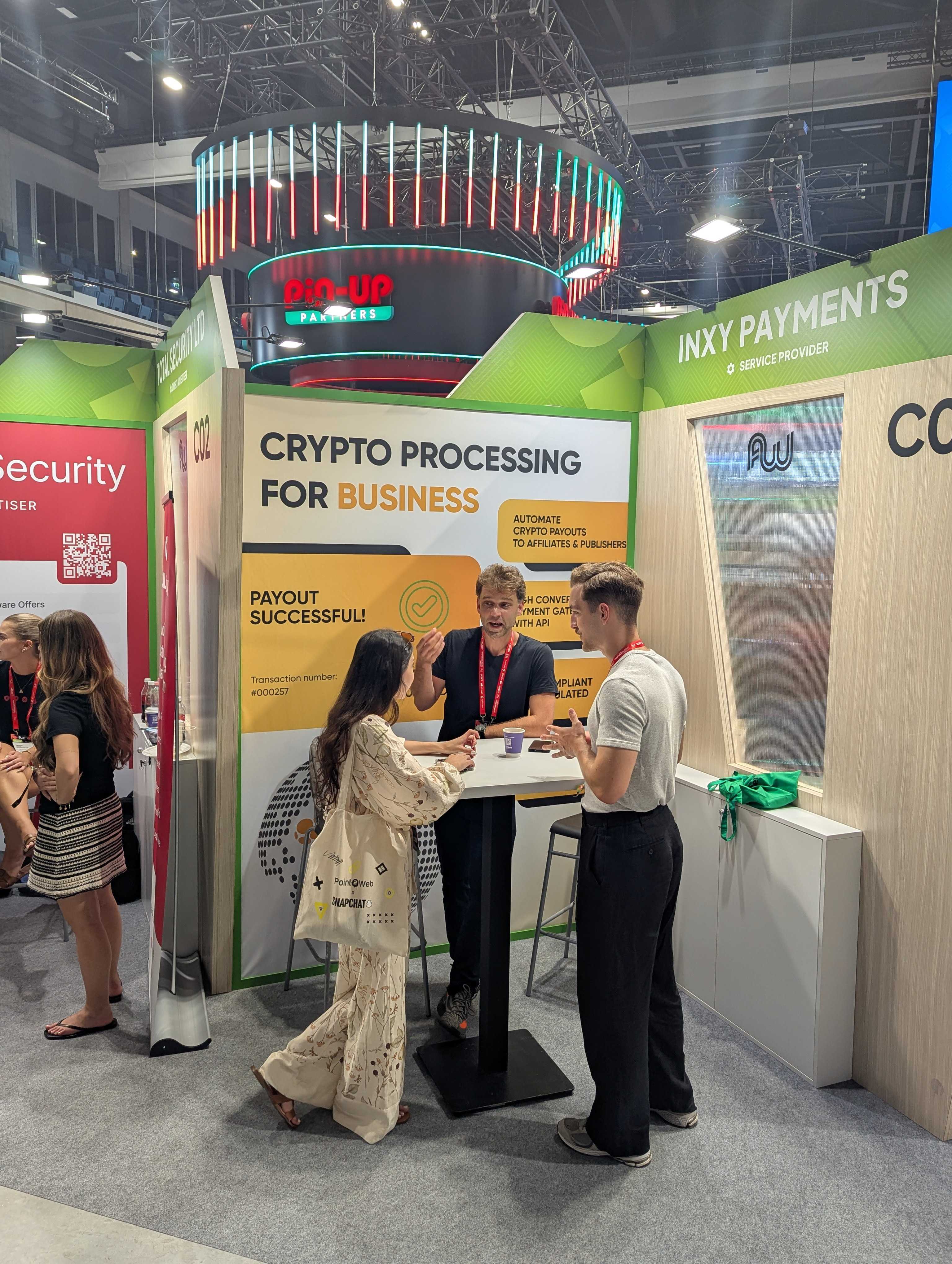 INXY Payments stand in the Affiliate World Europe exhibition hall