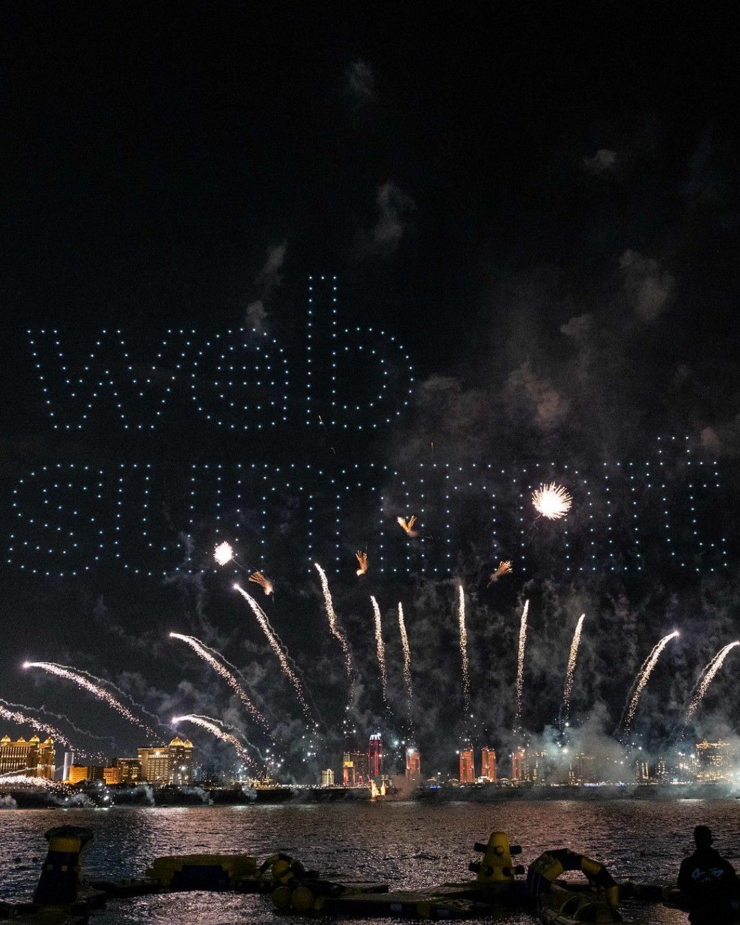 Fireworks in Barcelona at night during ICE