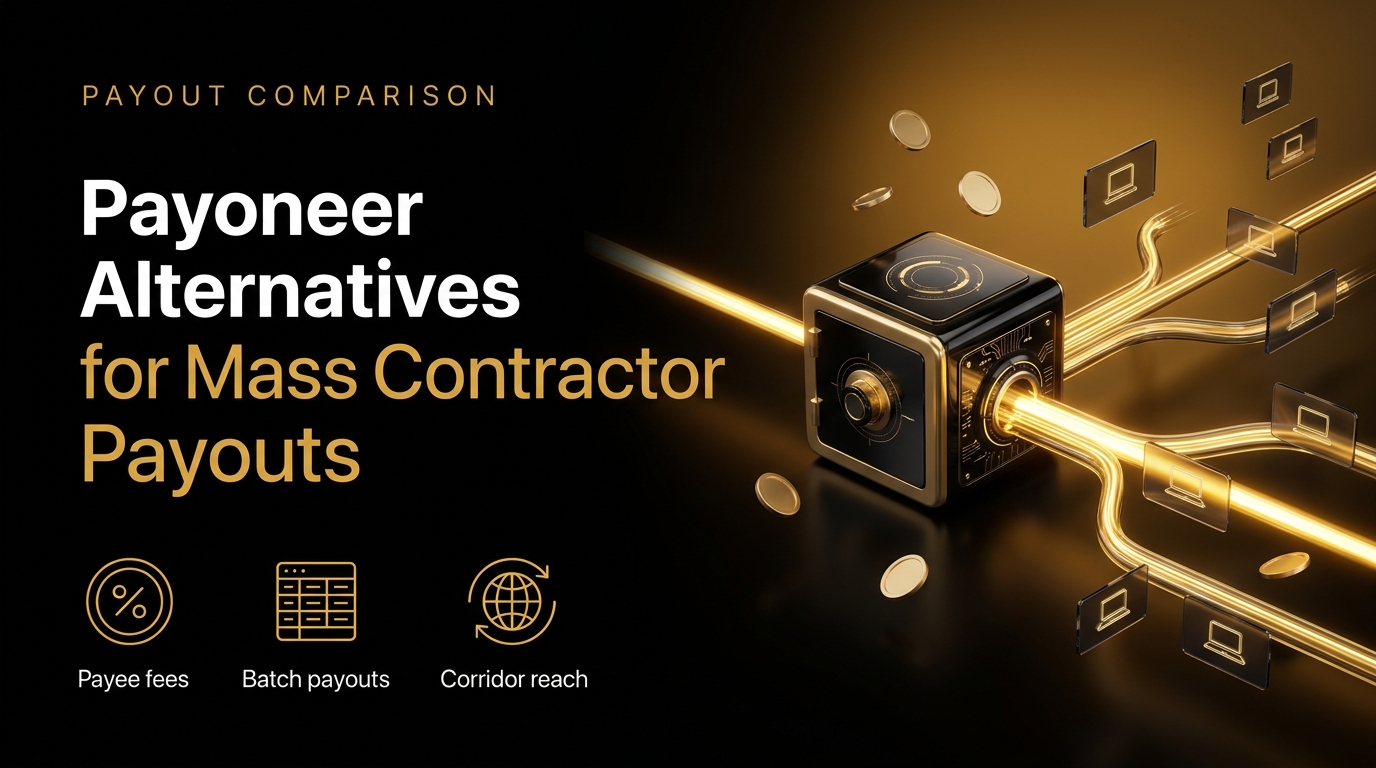 Payoneer alternatives compared: one funded payout split across several rails to contractors worldwide