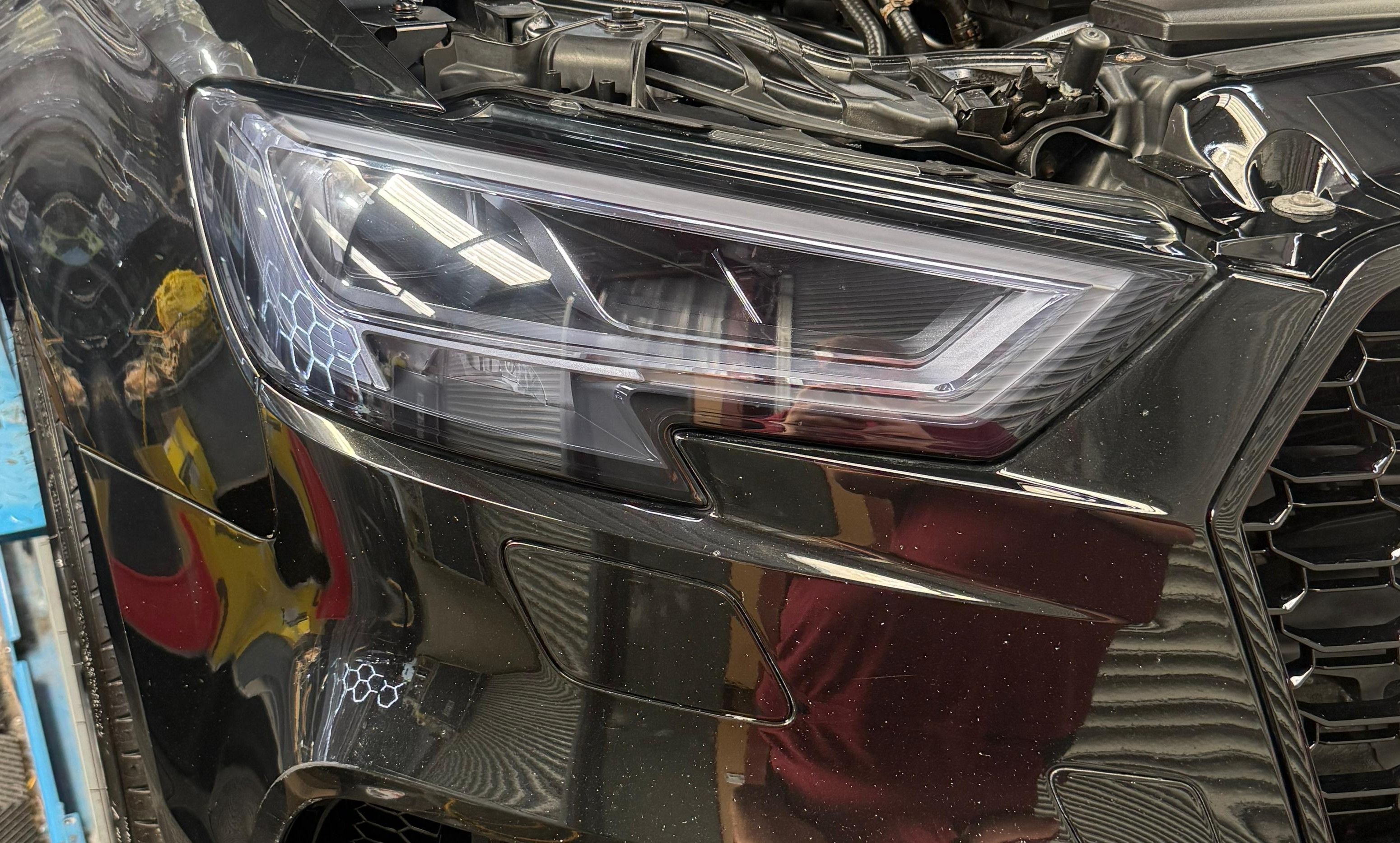 Audi A3 headlights after tinted smoked PPF application fully road legal 50% VLT