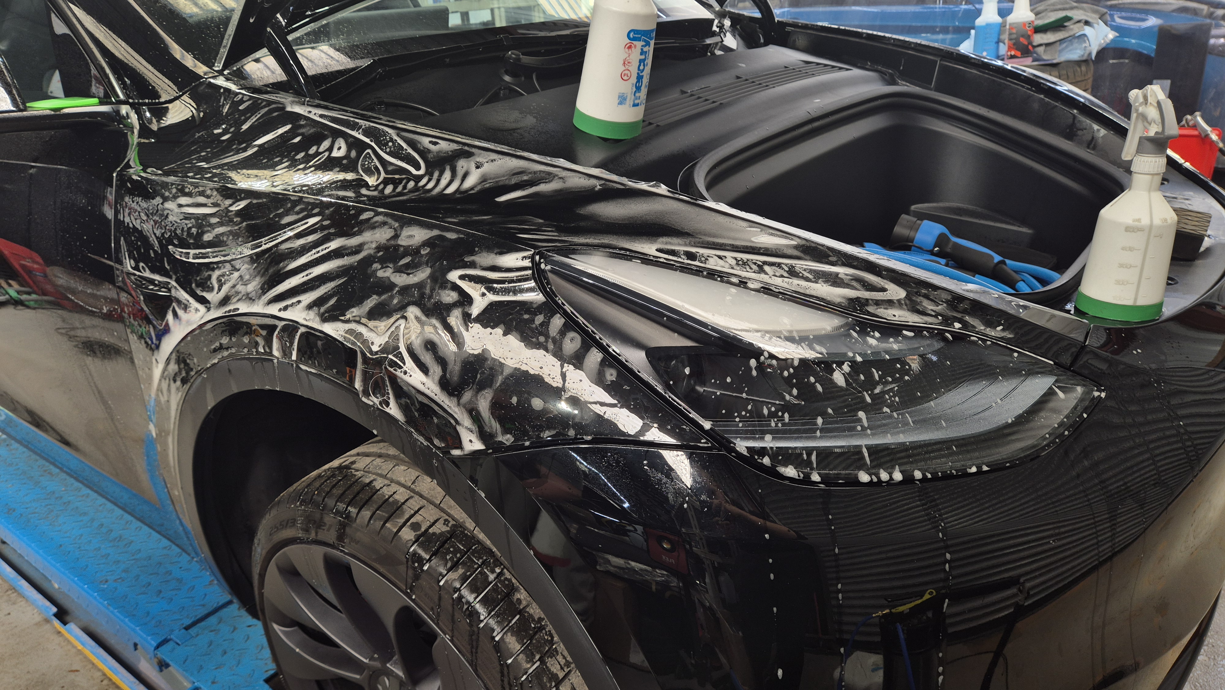 A Tesla Model Y having PPF paint protection film installed at On Track Detailing