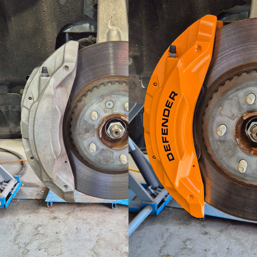 Land Rover Defender Brake Calipers Painted and Customised to the clients requirements at our Detailing and PPF studio in Berkshire, Reading - Near Wokingham