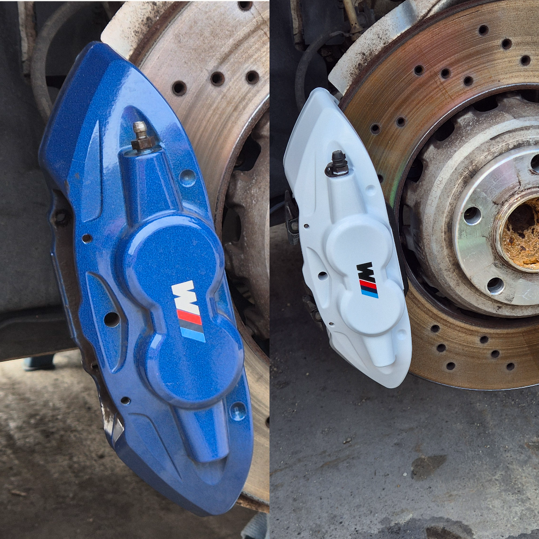 BMW M2 F87 Brake Calipers Painted in White at On Track Detailing in Reading, Berkshire. Near to Wokingham and Bracknell