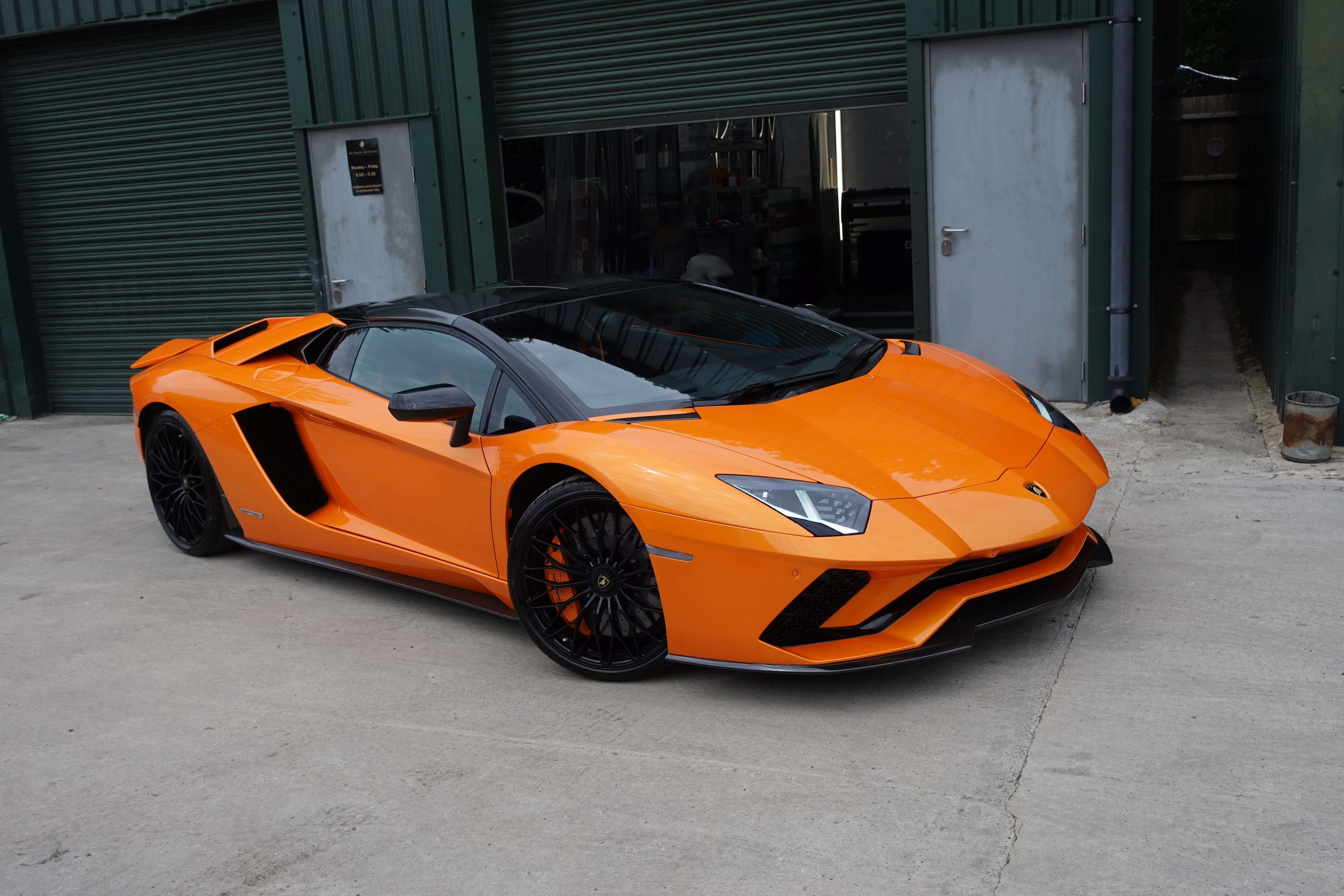 Lamborghini Aventador SV after full car paint protection film, detailing, ceramic coating and carbon PPF carried out at On Track Detailing, Berkshire, near to Maidenhead