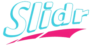 Slidr brand logo with stylized text and a pink swoosh underneath.
