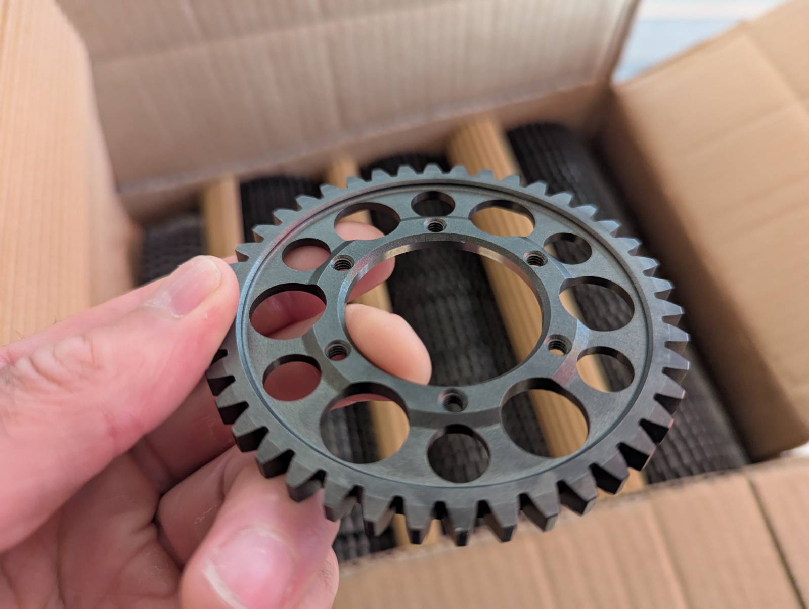 Machined sprocket from the GD8 production run