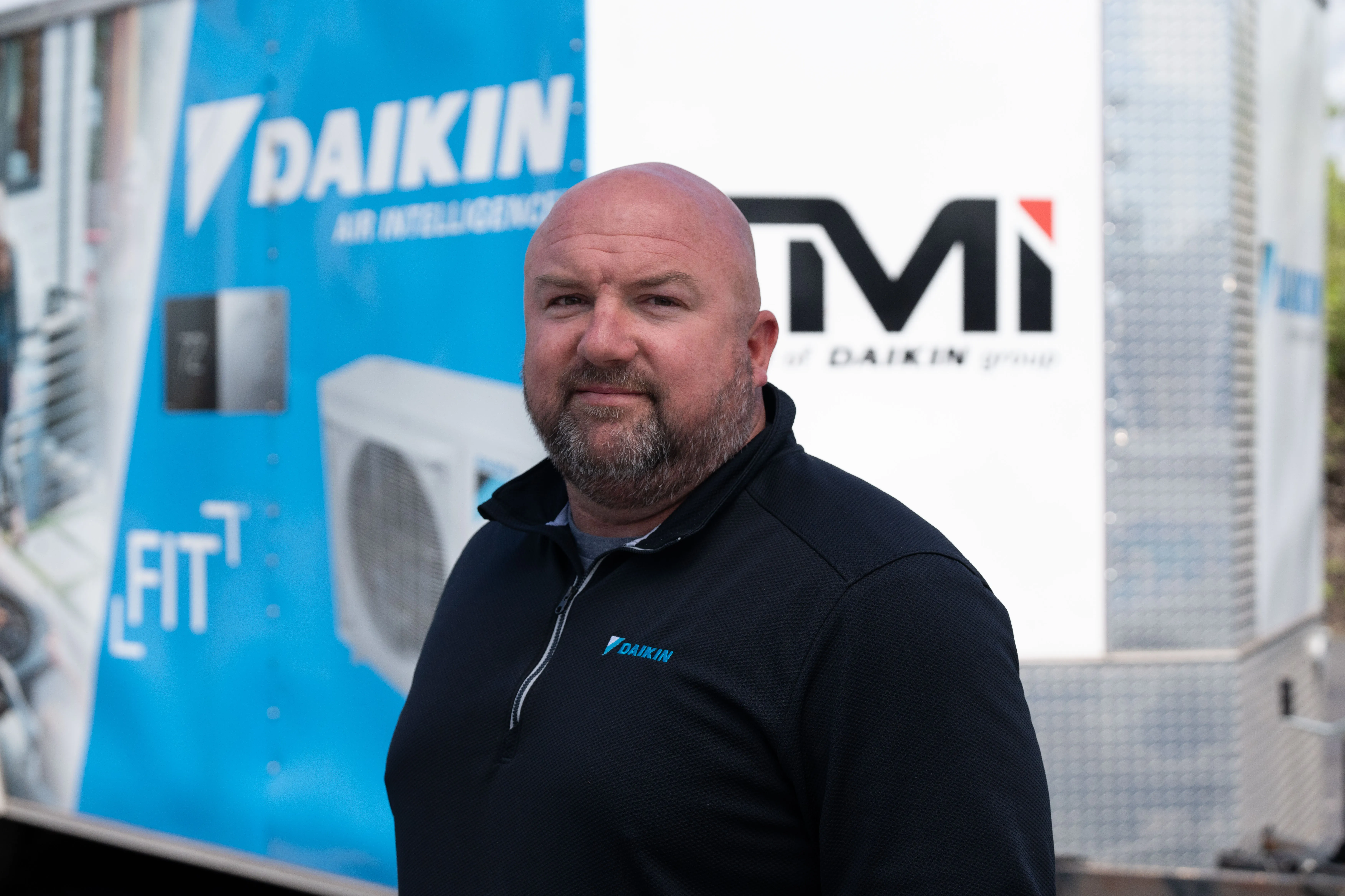 team member and service van