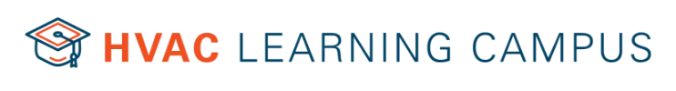 HVAC Learning Campus logo with graduation cap icon in orange and blue