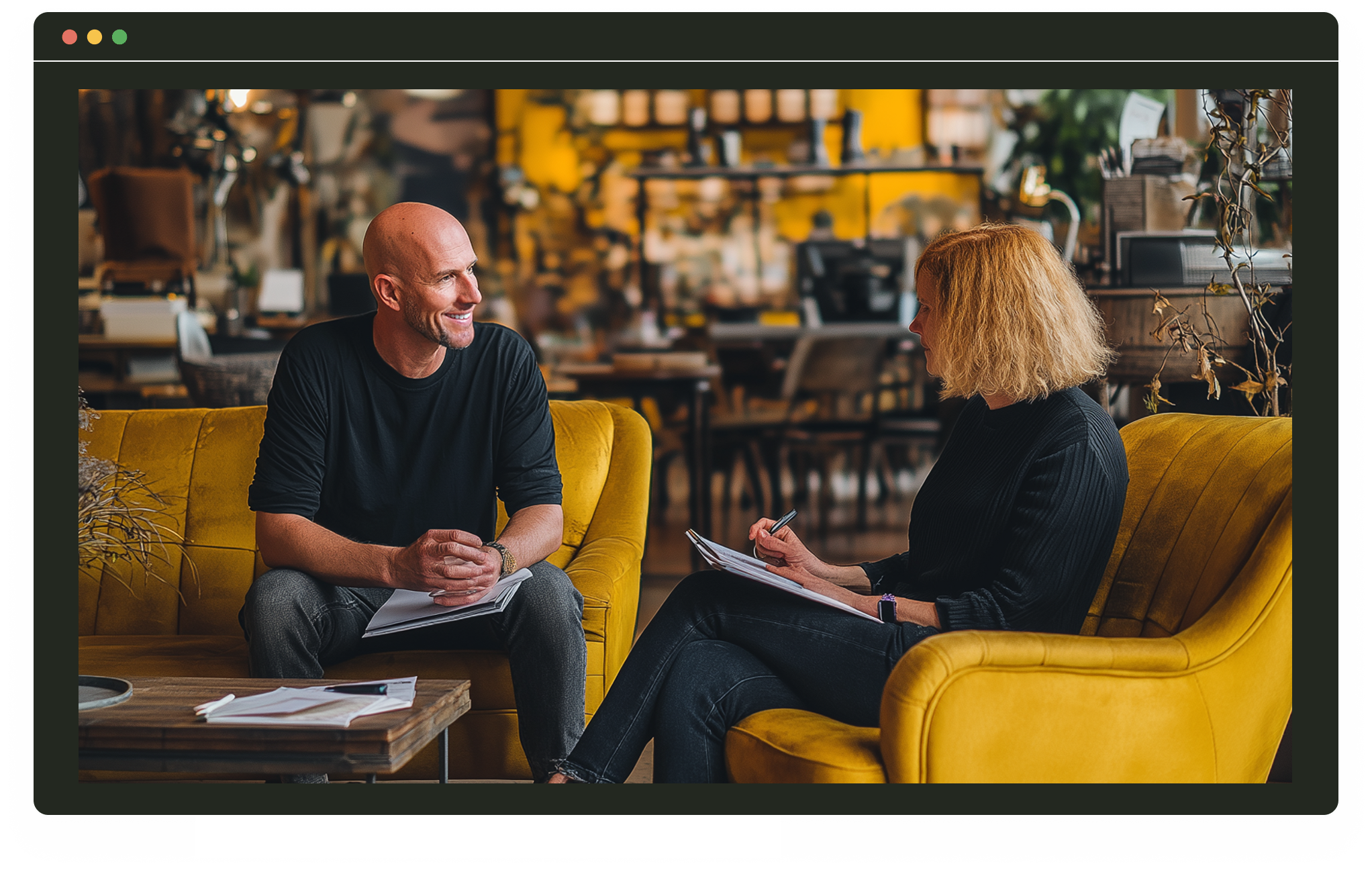 a coffee roaster business owner smiling after a free consultation from Inkroast